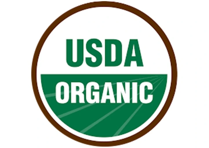 Loghi delle certificazioni biologica USDA americana su sfondo bianco