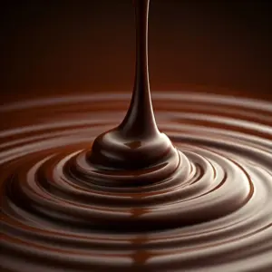 Colata fluida di cioccolato al latte di asina Marialuisa che scivola lentamente